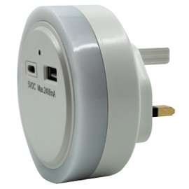 Uni-Com Plug-in Night Light with Built-in USB-A & USB-C Charger, Dusk to Dawn Sensor, Energy Saving Long Life LEDs, Soft Light for Children’s Rooms, Bedrooms, Stairways & Hallways