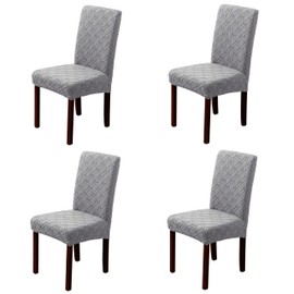KACOMACO 4Pcs Waterproof Chair Covers Set of 4 Stretch Washable Armless Chair Slipcovers for Dining Living Room,Hotel, Banquet (Light Grey)