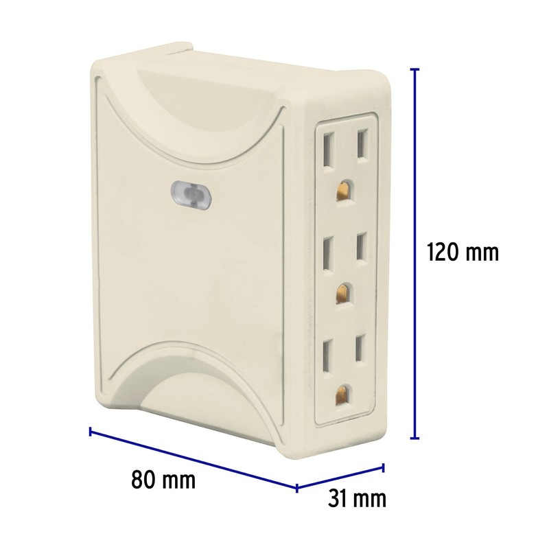 Volteck MUL-630, Multicontacto 6 entradas, aterrizado, lateral