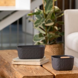 CURVER Softex 4x 3L Storage Baskets, 100 percent Recycled Material, Lightweight, For Bathroom, Living Room, Kitchen, Dark Grey