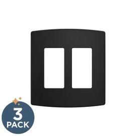 Franklin Brass Soft Modern (3-Pack) Decorative Light Switch Cover Matte Black 2-Gang Concealed Mount Screwless Decorator/Rocker Wall Plate Double Switch Plate Cover Outlet Covers W42472K-FB-CP