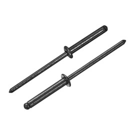 sourcing map 100Pcs 1/8"x3/4" Aluminum Blind Rivets, Aluminum Grip and Steel Mandrel, Dome Head Long Split Rivets for Metal, Furniture, Automotive, Black