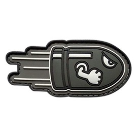 Angry Flying Bullet Subdued Grey PVC Rubber Patch [Hook Fastener]