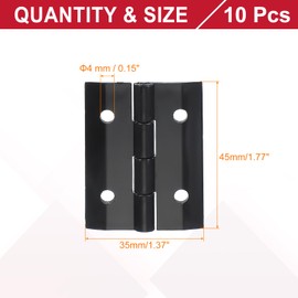 MECCANIXITY Small Acrylic Hinges Plastic Clear Hinge 45 x 35 mm Continuous Piano Folding Hinges with Hole for Aquarium Lid Crafts Display Stand Pack of 10 Black