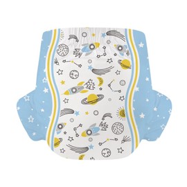 CutiePlusU Adult Nappies, Pack of 2, Disposable Incontinence Briefs with Tabs for Women and Men, Maximum Absorbency Overnight Cosmic Adventurer (Medium 28 - 38 inches)