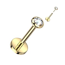 Stachelkleid Titanium Labret Cubic Zirconia Opal Push-in Piercing Ear Studs Helix Tragus Lip Piercing Medusa Nostril, Titanium