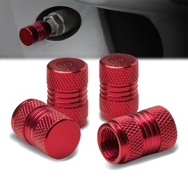 4Pcs Polished Aluminum Tire Rim Valve Air Port Dust Cover Stem Caps, Anodized & Powdercoated, Meshed Style, Red Color