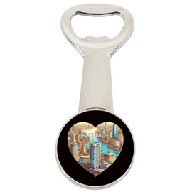 Brazzaville Republic of The Congo Travel Souvenir Destination Heart Shape Design Magnetic Bottle Opener Single