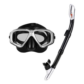 Lixada Adults Freediving Mask Snorkel Set Anti-fog Diving Snorkeling Goggles Set Scuba Swimming Mask Tempered Glass Lens Goggles for Men Women
