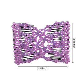 FXBLING Easy Combs Double Stretching Combs, Thick and Thin Hair, New Hair Accessory for Popular Hairstyles in Round Beads (Pink+Rose red)