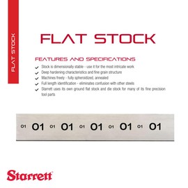 O1 Tool Steel Sheet, Precision Ground, Annealed, 1/32" Thickness, 1" Width, 18" Length