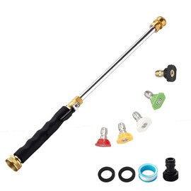 RLASAMN 8PCS High Pressure Power Washer Wand, Hydro Jet Nozzle for Garden Hose with 5 Nozzles and Quick Connector, Water Hose Nozzle Jet for Car Garden Patio Pet Wall Gutter Driveway Washing Cleaning