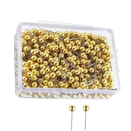 200Pcs Round Plastic Head Push Pins Head Push Pins Map Tacks Drawing Pins Map Pins for Pin Board Thumb Tacks (Golden)