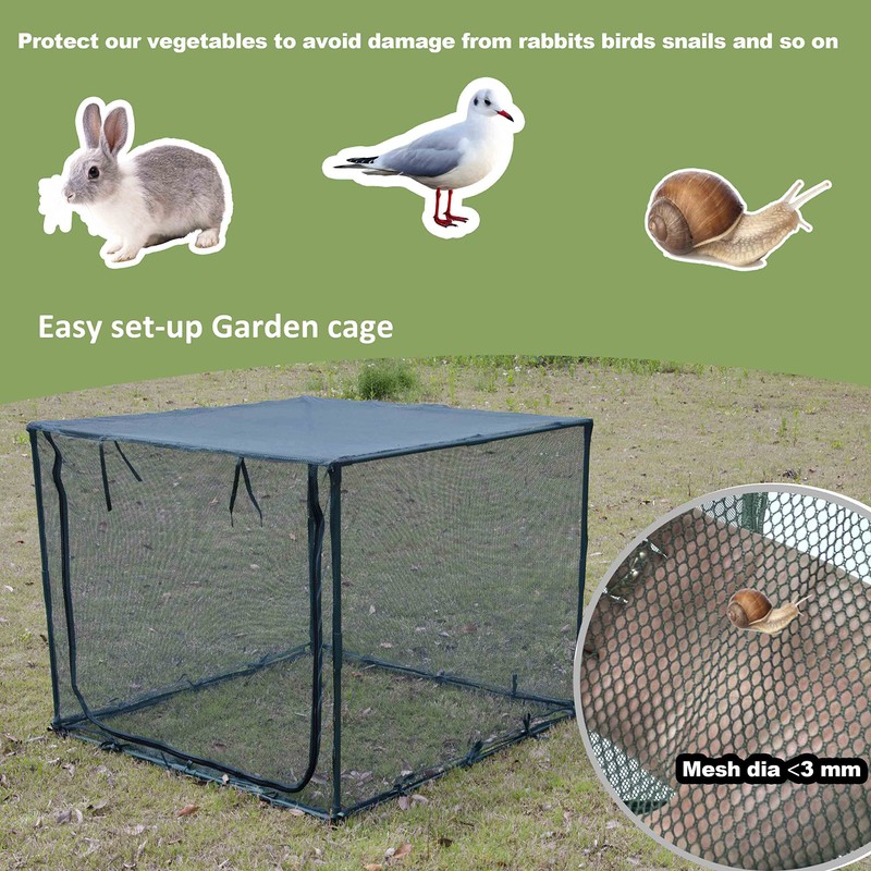 Square 4'x4' Netting Cover 3.3FT Tall Crop Cage Pest Guard