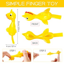 6 Pieces Slingshot Chicken Stretchy Flying Chicken Finger Fly Toy Ejection Flick Toy Parody Party Toy Stress Relief Novelty Catapult Chicken Prank Toy for Indoor Use