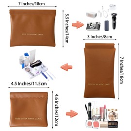MIUPOO Cosmetic Bag Set, Women's Purse, Portable Mini Purse, Self-Closing Travel Make Up Bag, Mini Bag for Cosmetics, Headphones, Jewellery, Cards, Keys, Pack of 3, Coffee colour, Unique quick design