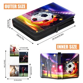 Football Card Binder Book 50 Page 400 Pockets, Football Card Folder with Removable Sleeves, Football Card Holder with Zipper/Strap, Football Card Album Holder, Trading Card Binder Football for Gifts