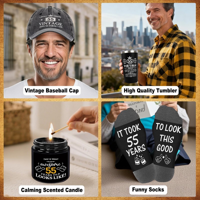 55th Birthday Gifts for Men Tumbler Set, Unique Gift for