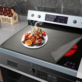 Stove Top Covers for Electric Stove, 27.55" x 19.68" Silicone Stove Cover,Foldable Ceramic Glass Electric Stove Top Cover, Dish Drying Mat to Prevent Scratching (Grey)