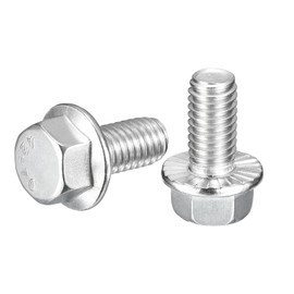 sourcing map 10Pcs 5/16-18 x 3/4" Flanged Hex Head Bolts, 304 Stainless Steel Flange Hexagon Screws, Flange Hex Drive Screws 5.8 Grade for Machinery Industry Home Appliances, Silver