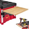 Foldable Bamboo Table Compatible with Milwaukee Packout Toolbox,Work Table Side