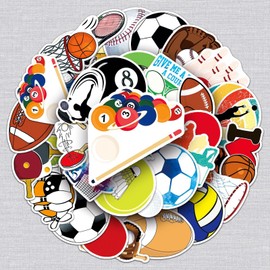 50 Pcs Mixed Ball Stickers for Kids Teens Adults Boys Girls Gift,Stickers Pack for Laptop,Skateboard,Luggage,Car,Bike, Cup,Computer,Water Bottle Decor,Mixed Ball Vinyl Waterproof Sticker Decals