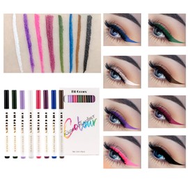Eyeliner, 8 Colours Coloured Eyeliner Set, Matte Liquid Eyeliner, Colourful Neon Eyeliner, Coloured Eyeliner Pen, Waterproof, Long-Lasting, Highly Pigmented