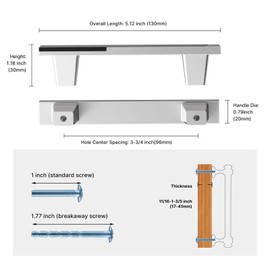 Haliwu 20 Pack Silver and Black Cabient Handles 2 Tone Drawer Handles Black and Brushed Nickel Cabinet Pulls 3-3/4 inch Dresser Handles and Drawer Pulls Square Kitchen Cabinet Handles Zinc Alloy