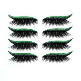 New European American Glitter Self-Adhesive Waterproof Eyeliner Eyeshadow Stickers Double Eyelid False EyelashesFalse Eyelashes Style: Blue 4 pairs, color: One pack 4 pairs-export only