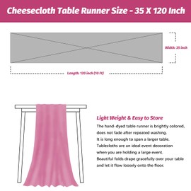 Nialnant 2 Pack Pink Cheesecloth Table Runner, 10Ft Rosered Gauze Table Runners for Wedding Bridal Shower, Holiday Birthday Gender Reveal Party, Easter Chair Table Decoration - 35x120 Inch