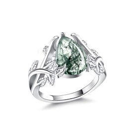 TALYKONG Moss Agate Rings for Women Promise Engagement Rings Jewelry Gifts for Women