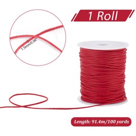 PH PandaHall 1.5 mm Waxed Thread, 100 Yards Red Waxed Threads Wax Cotton Thread Waxed Bead Cord Cord for DIY Bracelets, Necklaces, Dream Catchers, Jewellery Making, Sewing, Macrame