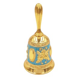 Hourwof Hand Bell,Metal Dinner Bell Decorative Wedding Bells Service Bell Call Bell Christmas Bell,Golden Blue