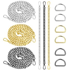 THATSRAD Pack of 6 Bag Chain Bag Chain Silver 120/40 cm Metal Chain Carry Strap Purse Strap Chain Shoulder Strap Chain Handbag Chains with 6 D-Rings Chain for Bag Handbags