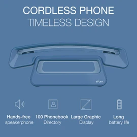 ALCATEL ePure Iconic - DECT Cordless Phone - Classic Design - Large Highly Legible Graphic Display - Handsfree - Call Barring - Blue