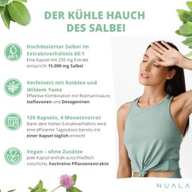 Sage Flower - Sage Capsules 60:1 - High Dose with 15,000 mg per Daily Dose Refined with Wild Yams and Red Clover