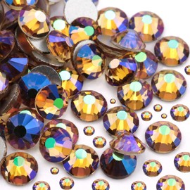 Dowarm 2650 Pieces Glass Flat Back Crystal Rhinestones Round Gems, 6 Sizes 1.5mm - 6.5mm, Flatback Crystals Loose Gemstones for Crafts Nail Face Art Clothes Jewels (Shiny Purple)