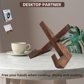 Cookbook Stand, Wooden Recipe Book Holder, Cook Book Stand for Kitchen Counter, Rustic Cookbook Holder, Adjustable & Detachable, Multifunctional Farmhouse Style Decor Display Stands for Tablet Reading