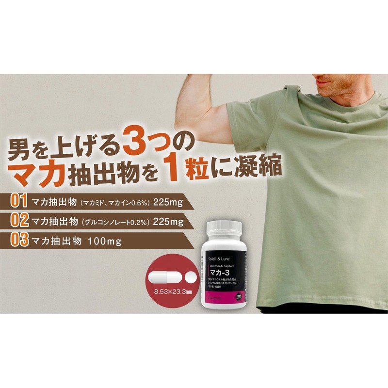 マカ-トリプル 高濃度 マカ抽出 30日分（1粒/日）1粒に3つのマカ抽出物を配合 クリニック用サプリの原材料を使用