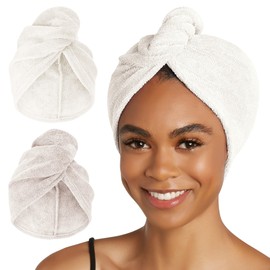 Turbie Twist 2-Pack Microfiber Hair Towel for Beauty, Travel, Gifting - Wrap Turban for Straight, Wavy & Curly Hair - Premium Personal Care - Kashmir & Frosted Mint