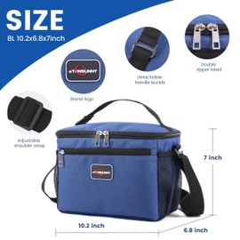 ETONSUNNY Lunch Bag Cooler Bag with Insulation Portable Cooler Bag with Adjustable Shoulder Strap, Suitable for Picnic, Work, School and Travel etc (Blue)