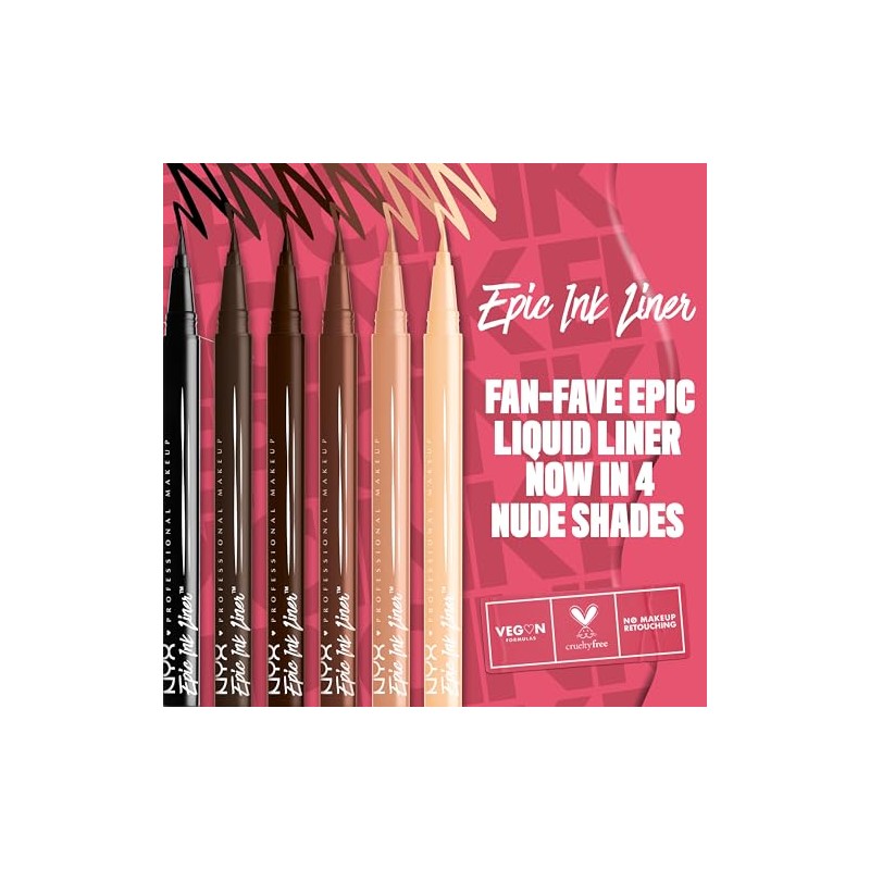 NYX PROFESSIONAL MAKEUP Epic Ink Liner Waterproof Liquid Eyeliner, Black,