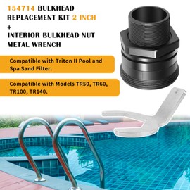 johntruck 154714 Bulkhead Replacement Kit 2 Inch + Bulkhead Nut Metal Wrench Fit for Triton II TR50, TR60, TR100, TR140