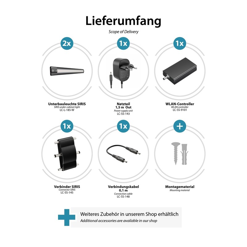 ledscom.de SIRIS Smart LED Under-Unit Light Matte Black WLAN Controller