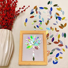 120 Pcs Iridescent Glass Petal Mosaic Tiles for Crafts, Stained Glass Supplies, Flower Leaves Mosaic Pieces Kit, Assorted Size and Rainbow Colors