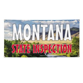Vinyl Banner Multiple Sizes Montana State Inspection Business Outdoor Weatherproof Industrial Yard Signs White 4 Grommets 12x30Inches