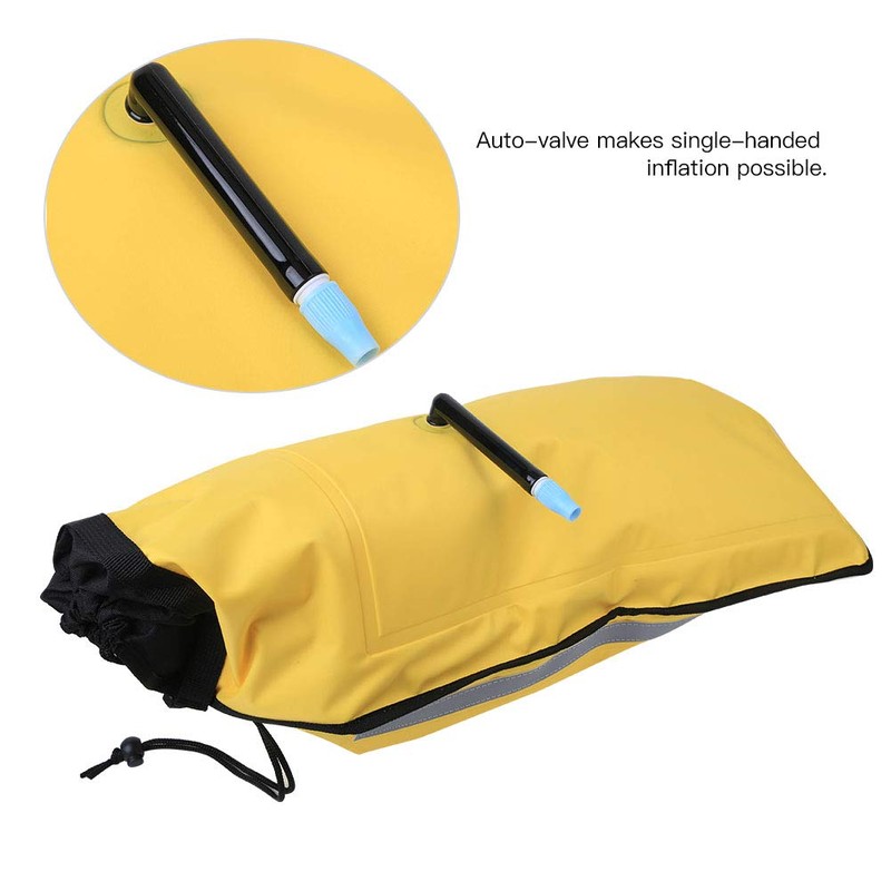Rescue Paddle Floating Bag, Bright Yellow Auto-Valve Kayak Paddle Float,