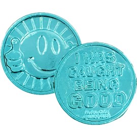 The Dreidel Company - Monedas de plástico, I was Caught Being Good, actividades educativas y de aprendizaje en el aula, recuerdo de fiesta (paquete de 50)