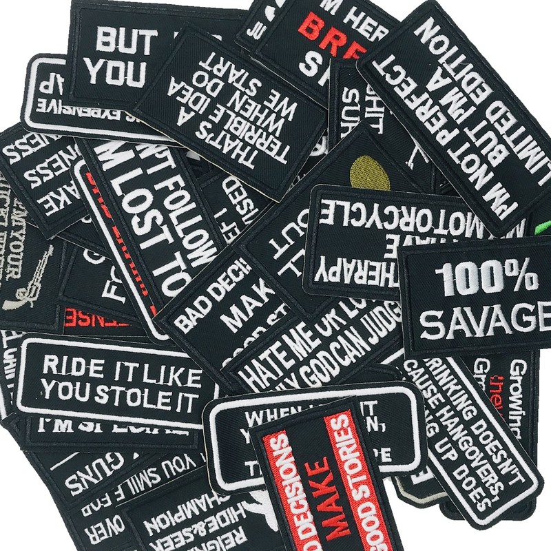 Woohome 40 PCS Iron on Patches, Assorted Slogan Embroidered Patch