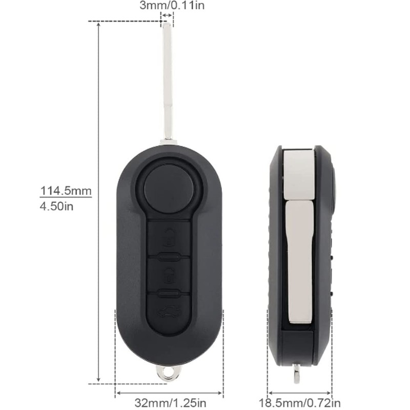 OGGIPRO 3 Button Key Shell Compatible with Fiat Grande Punto